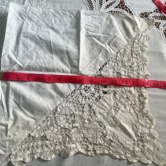 Vintage Crochet Tape Lace Dinner Napkin Table Topper Doily Basket Liner - Picture 11 of 12